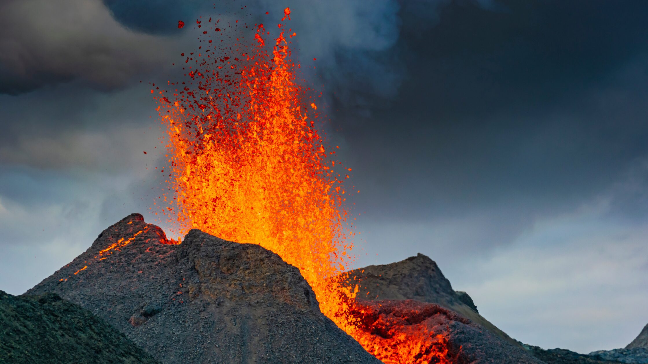 volcano erupting